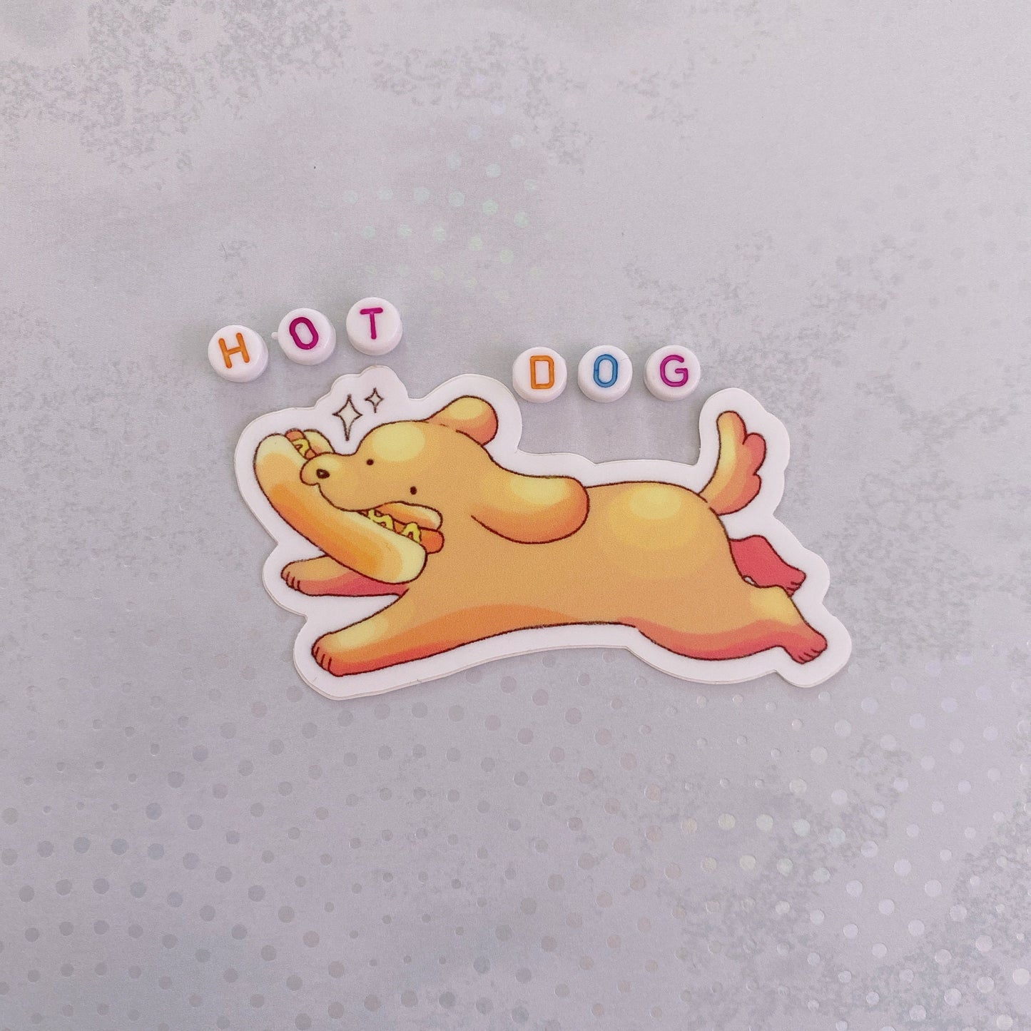 Dog with (Hot) Dog Vinyl Sticker