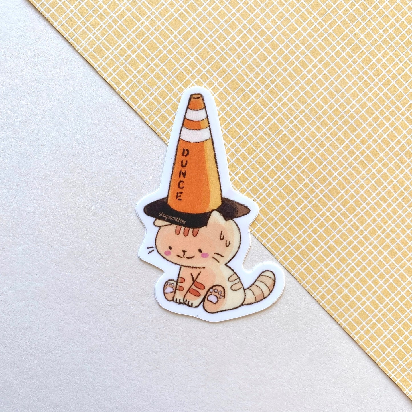 Dunce Cat Vinyl Sticker