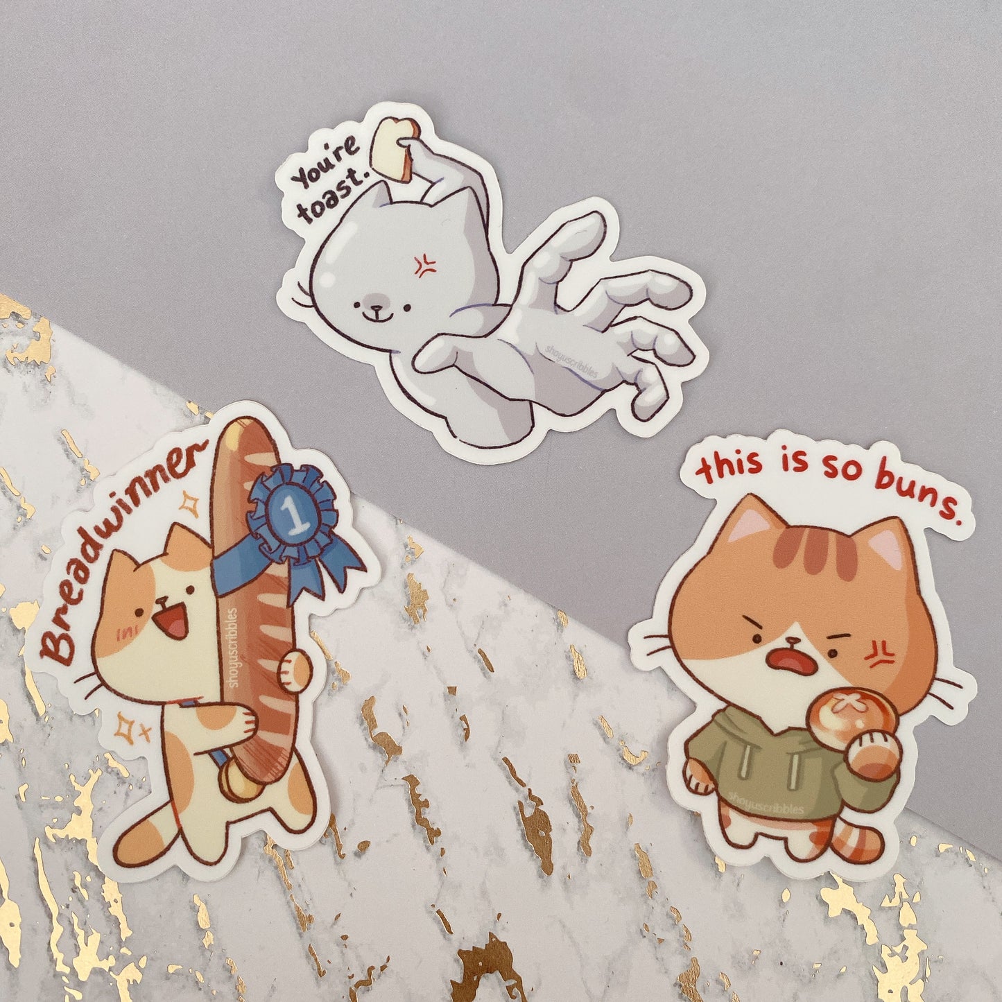 Bread Cat Pun Stickers