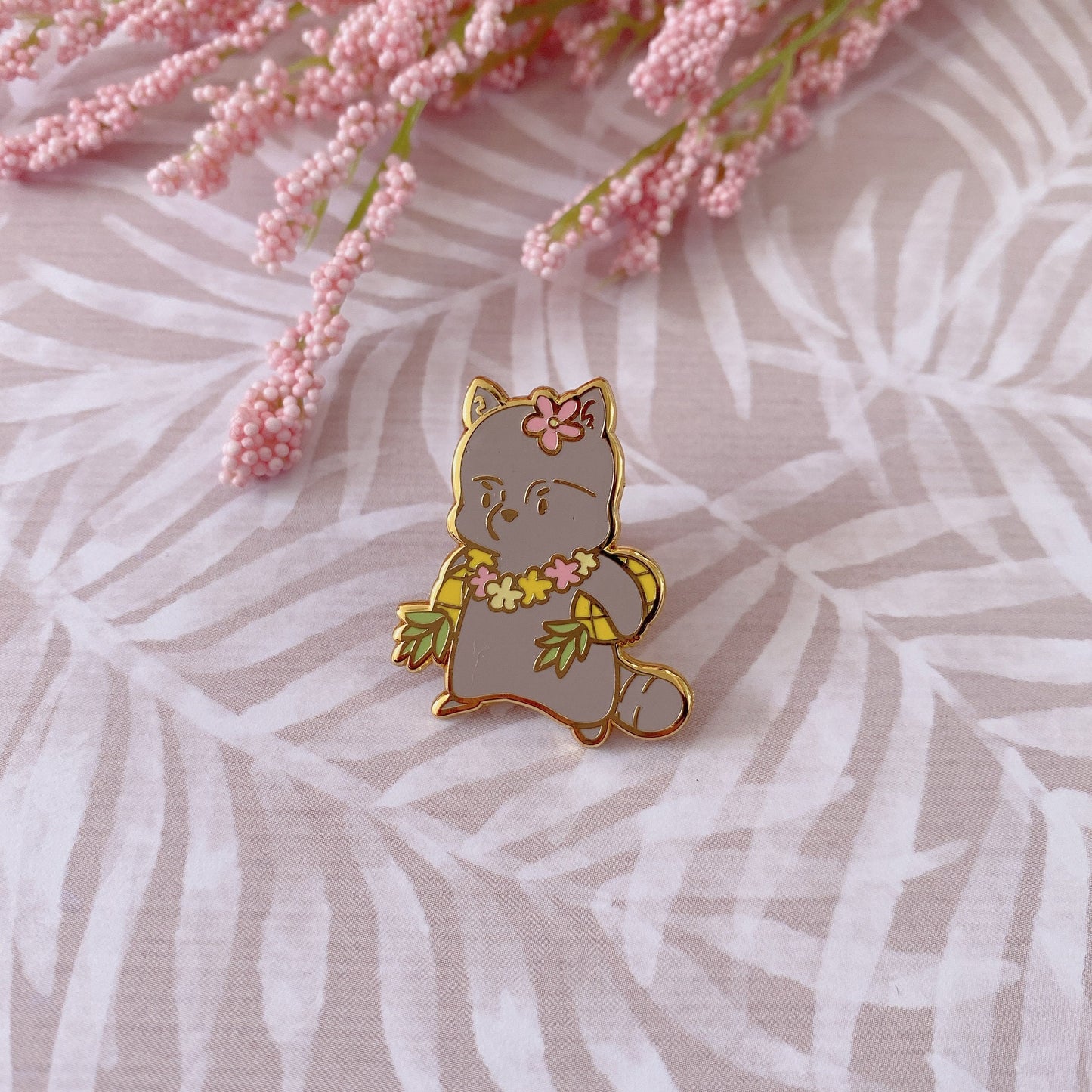 Raccoon Holding Pineapple Enamel Pin