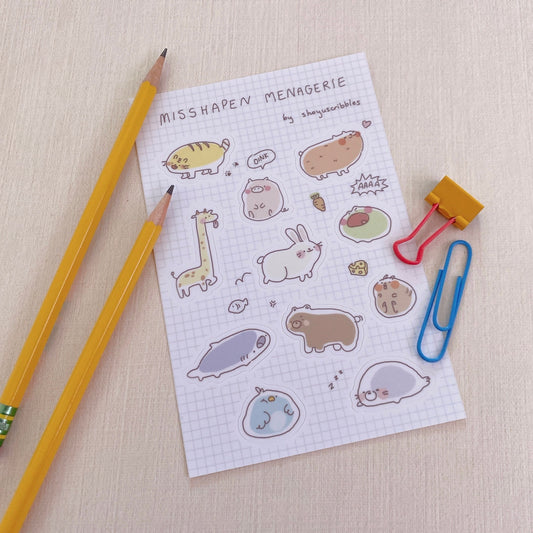 Misshapen Menagerie Sticker Sheet